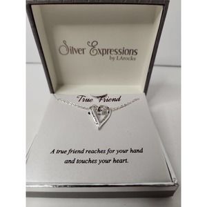 Silver Expression By LA ROCKS /Heart element True Friend Necklace 18" Chain